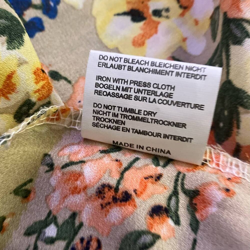 Relipop Women's Tan Floral Print Open-Front Duster/Kimono/Wrap/Coverup | Size M - Picture 11 of 12